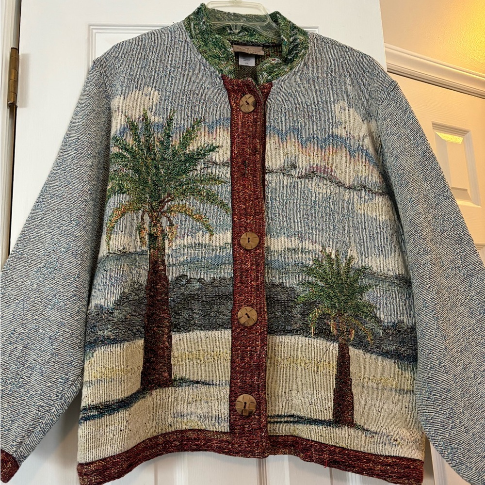 Vintage Scene Weaver Palm Tree 100% Cotton Jacket